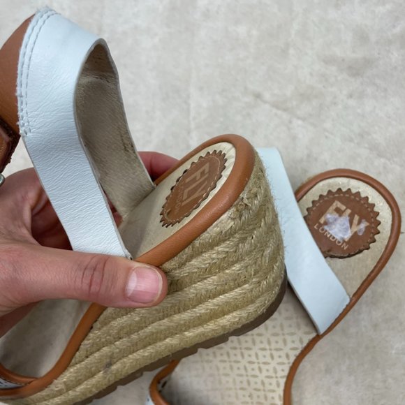 FLY London White Ekal Espadrille Wedge Sandals 41 - Picture 12 of 12